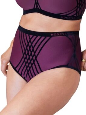 Honeylove Silhouette No Show Panty Shaping Brief Criss Cross Burgundy NWT
